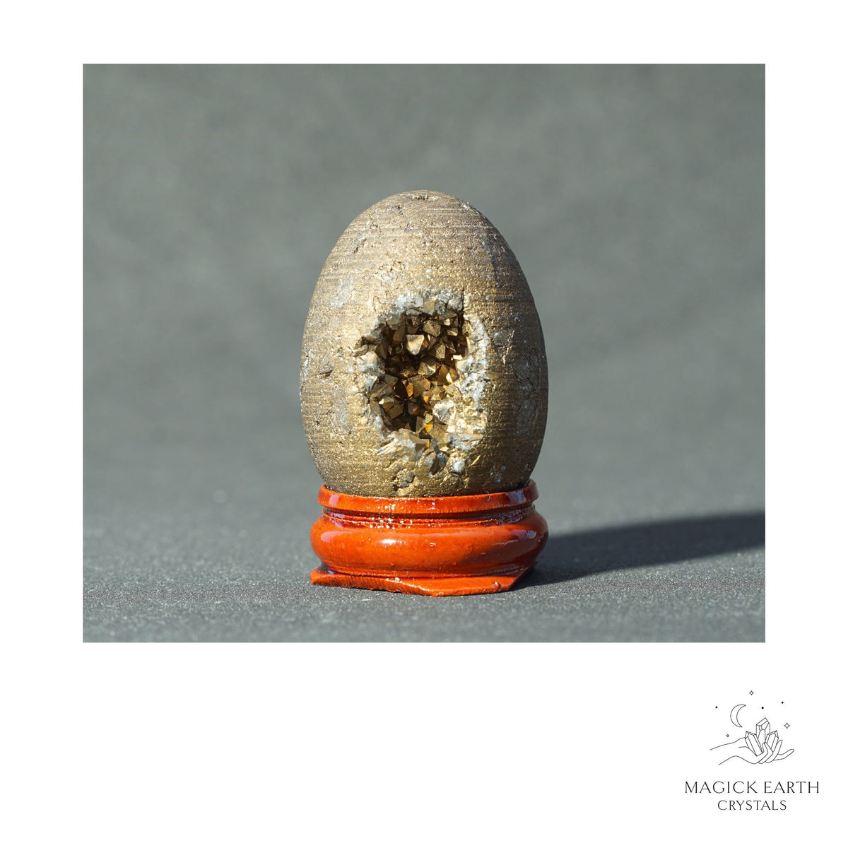 Natural Quartz druzy crystal egg with copper finish view f