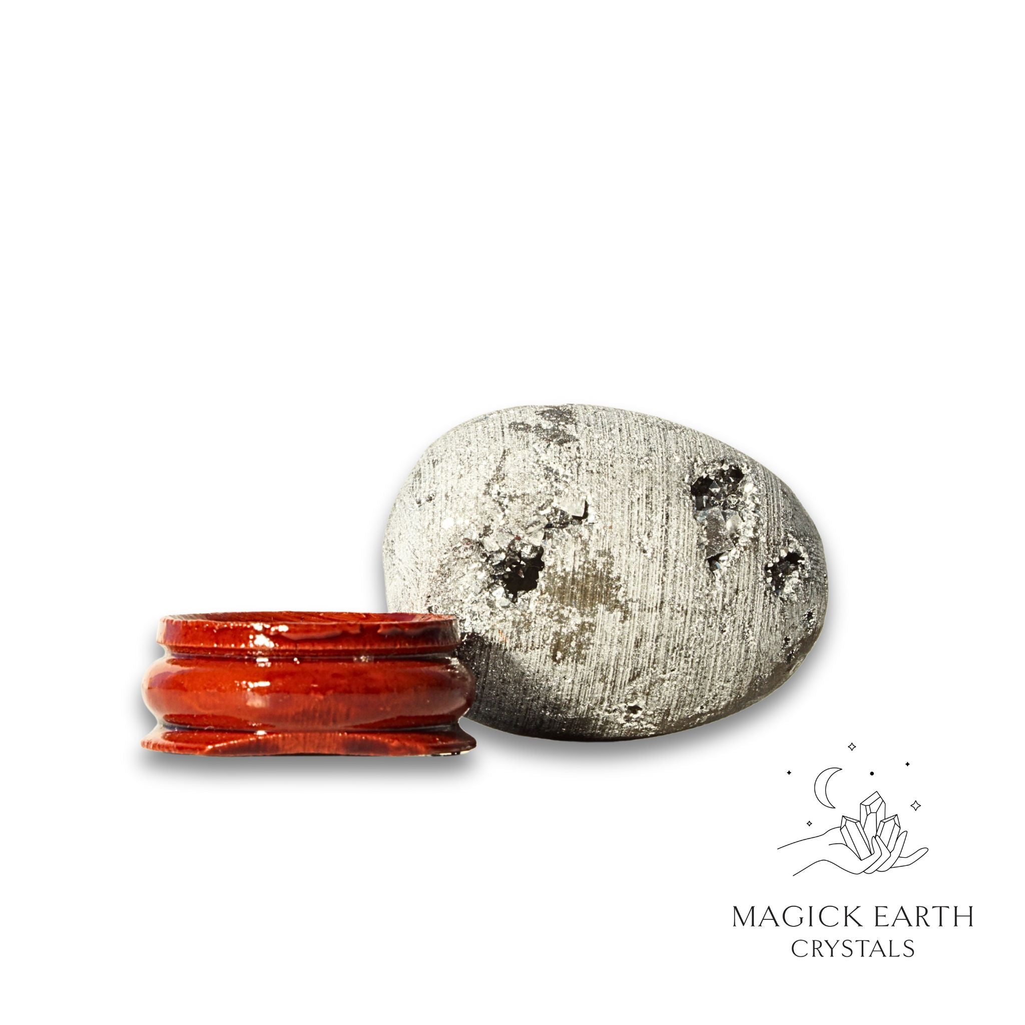Natural Quartz druzy crystal egg with platinum finish view d