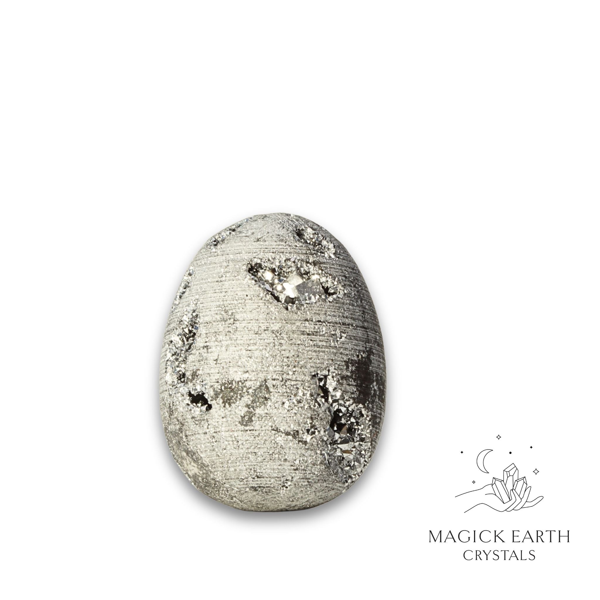 Natural Quartz druzy crystal egg with platinum finish view e