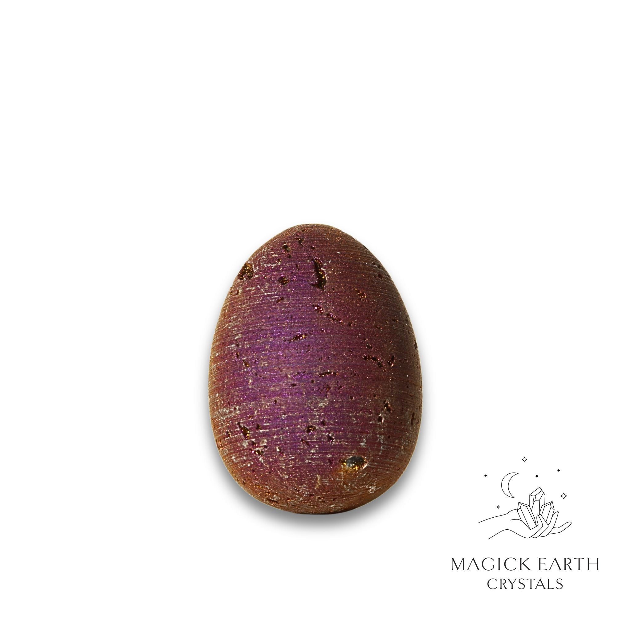 Natural Quartz druzy crystal egg with purple finish view e