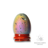 Natural Quartz druzy crystal egg with rainbow finish view c