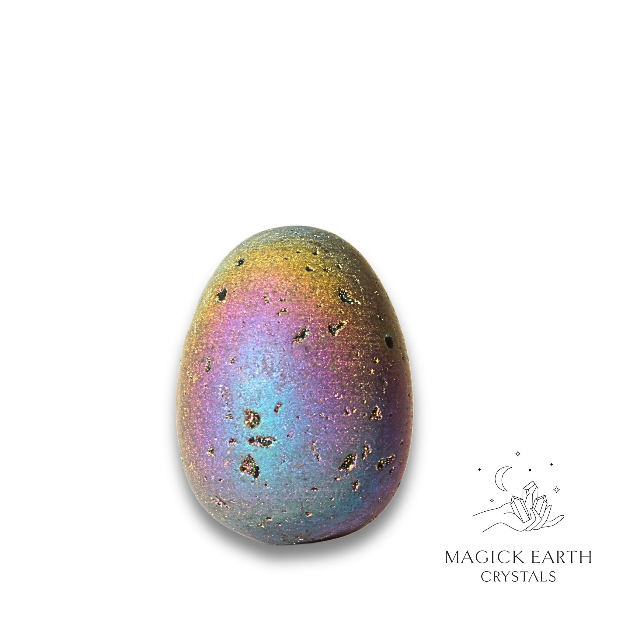 Natural Quartz druzy crystal egg with rainbow finish view e