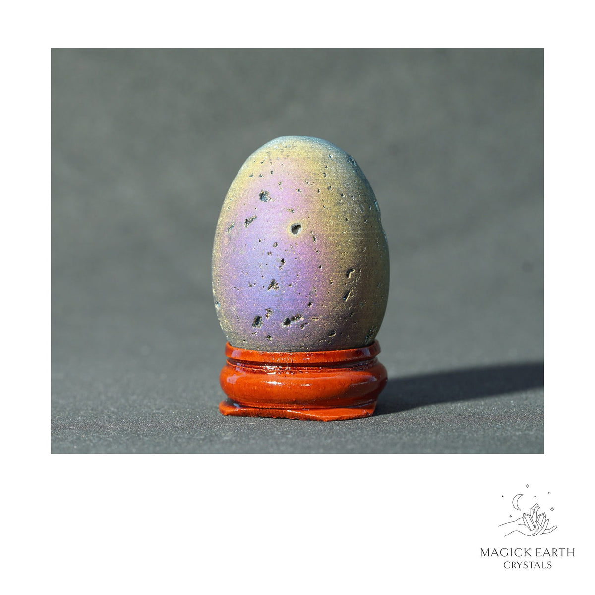 Natural Quartz druzy crystal egg with rainbow finish view f