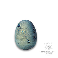 Natural Quartz druzy crystal egg with teal finish view d