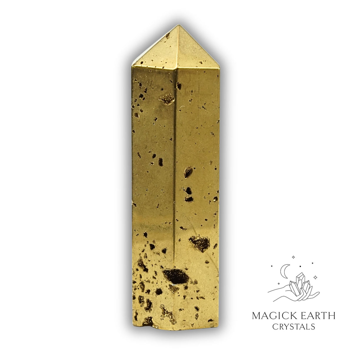 Quartz druzy crystal tower with electroplated gold finish view b
