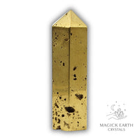 Quartz druzy crystal tower with electroplated gold finish view b