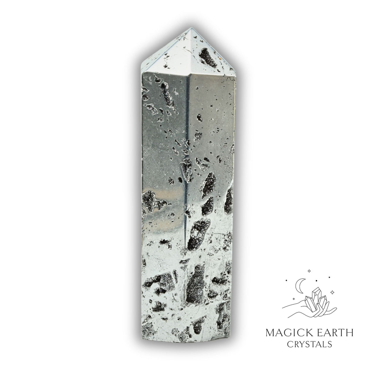 Quartz druzy crystal tower with electroplated Platinum finish view b
