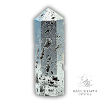 Quartz druzy crystal tower with electroplated Platinum finish view c