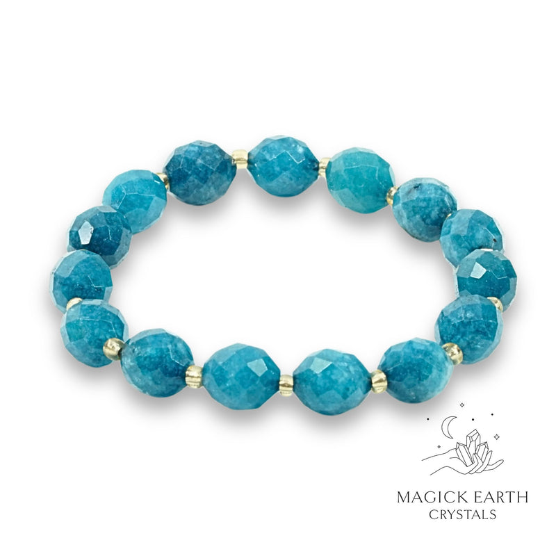 Quartzite (Malaysia Jade) Bracelet in Deep Teal (Dyed) for Calm Power