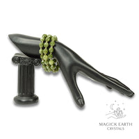 Quartzite (Malaysia Jade) Faceted Bracelet with Stretch Finish in Dark Green (Dyed) for Calm Power