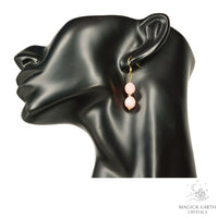 Quartzite (Malaysia Jade) Earrings in Coral (Dyed) and Gold Finish for Calm Power