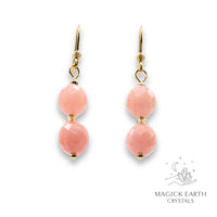 Quartzite (Malaysia Jade) Earrings in Coral (Dyed) and Gold Finish for Calm Power