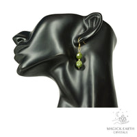Quartzite (Malaysia Jade) Earrings in Dark Green (Dyed) with Gold Finish for Calm Power