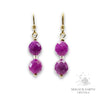 Quartzite (Malaysia Jade) Earrings in Fuchsia (Dyed) and Gold Finish for Calm Power