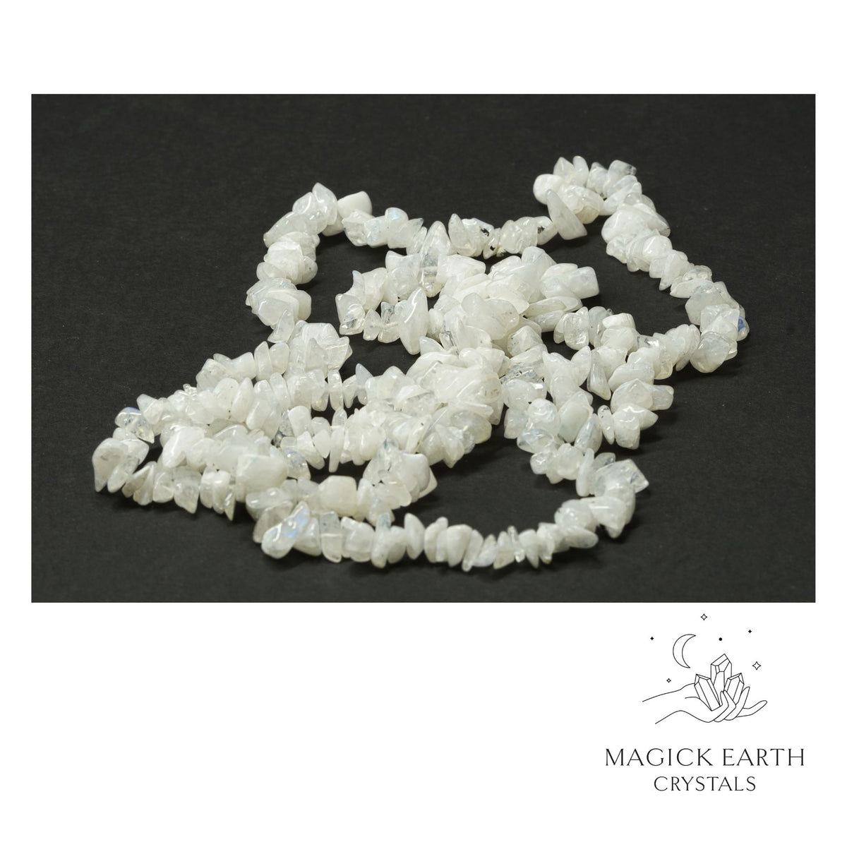 Natural Rainbow Moonstone drilled crystal chips view a