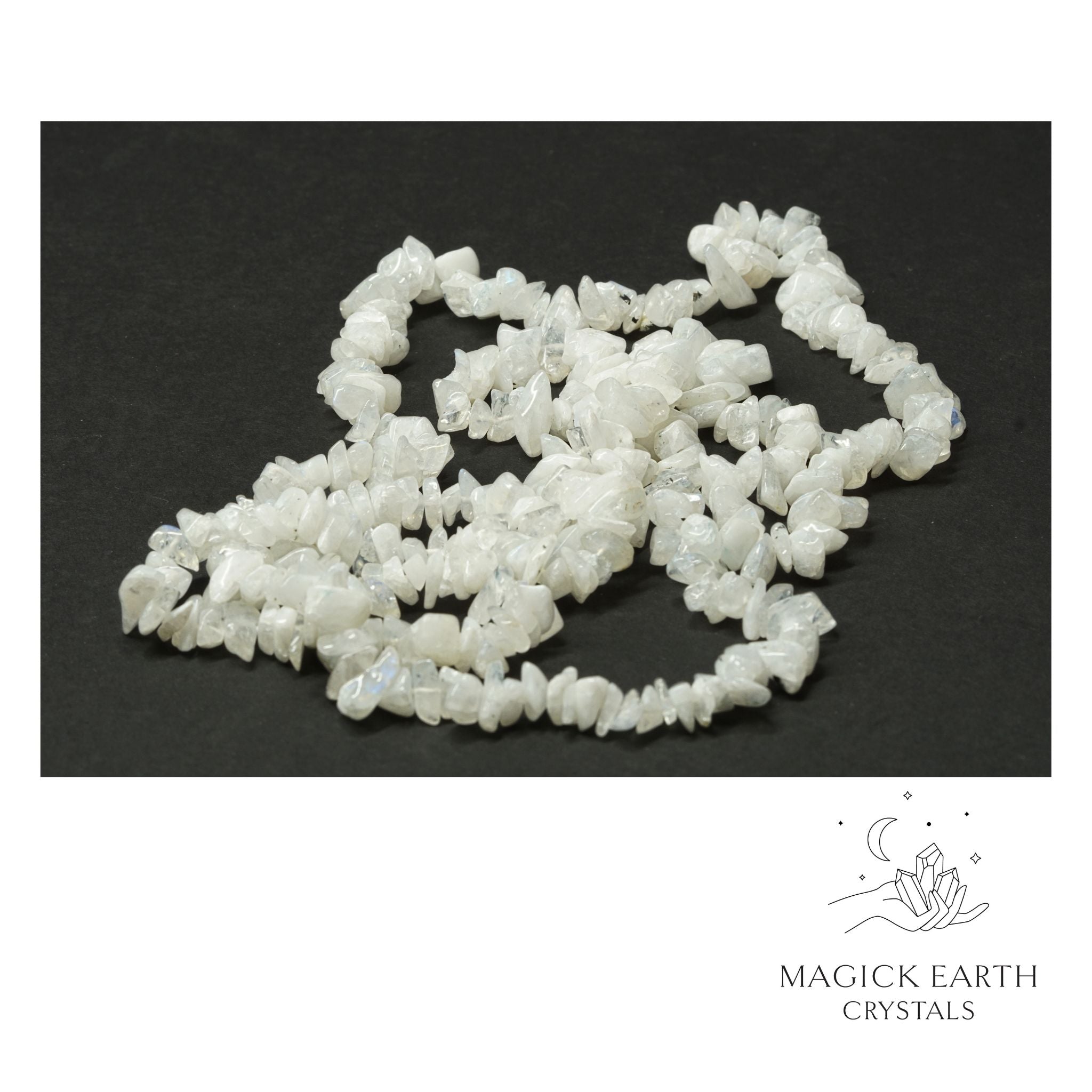Natural Rainbow Moonstone drilled crystal chips view a