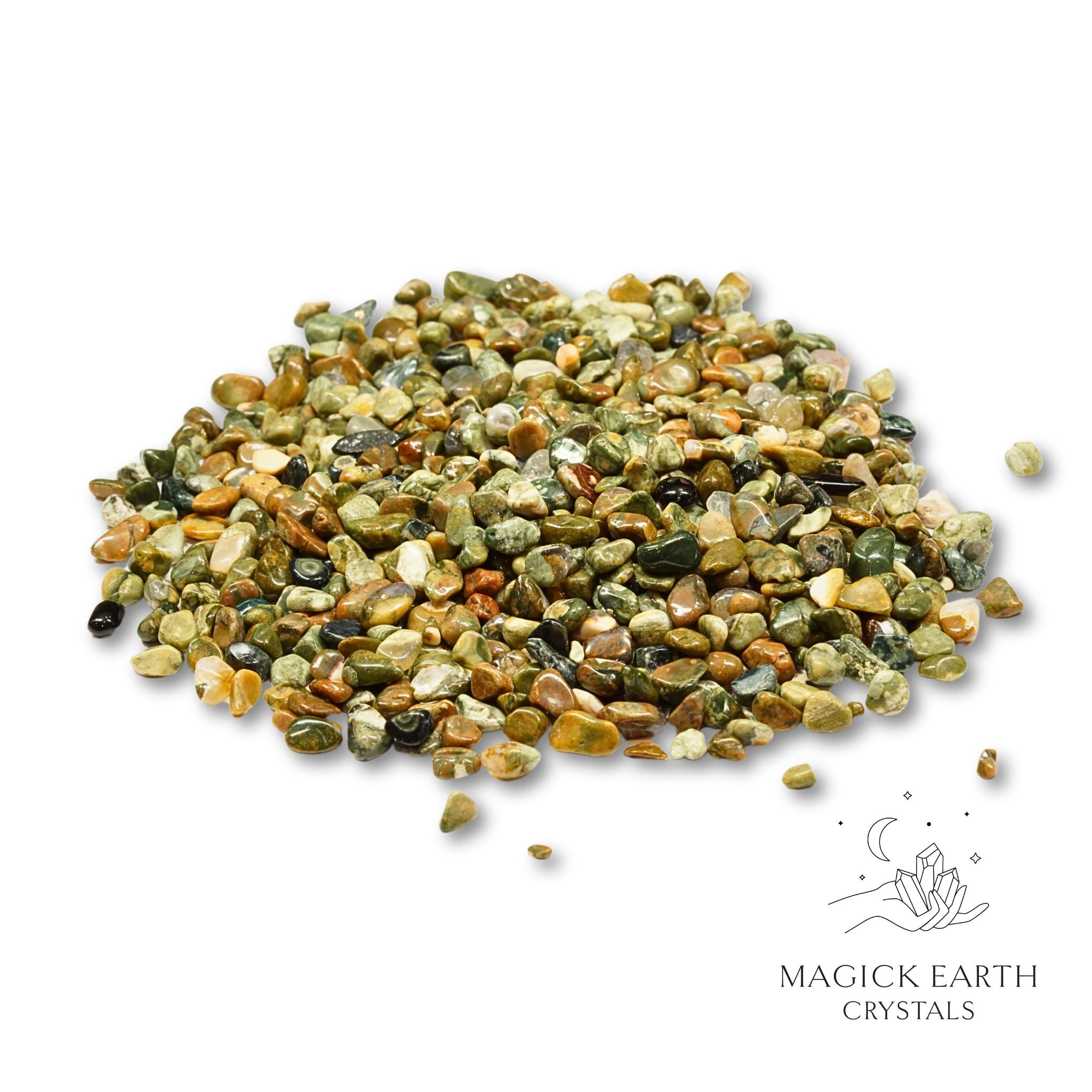 Natural Rainforest Jasper Crystal Chips, 100g loose pile