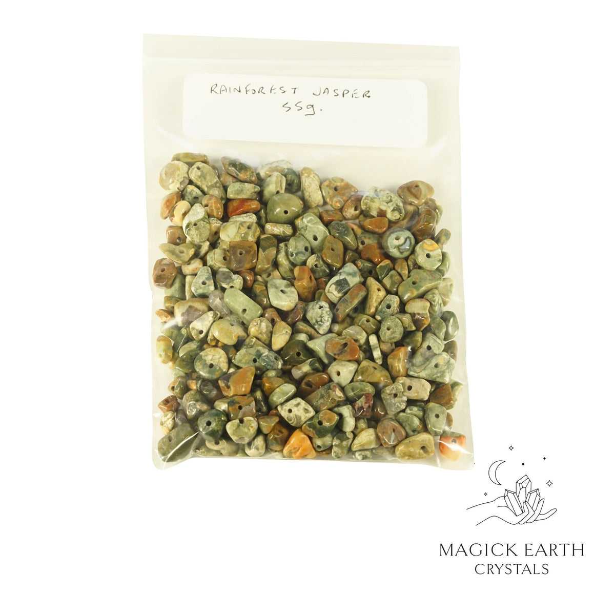 Natural Rainforest Jasper drilled crystal chips view b
