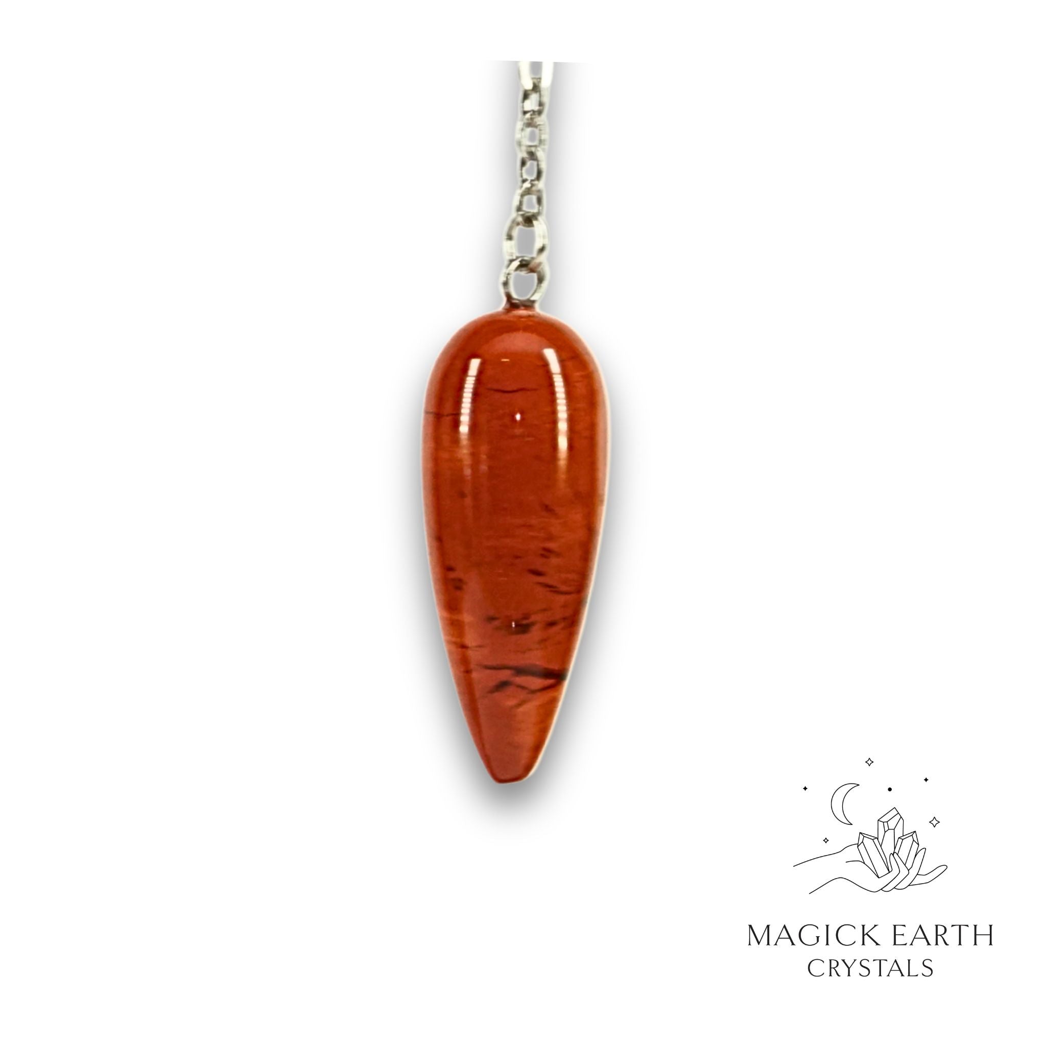 Natural Red Jasper teardrop crystal pendulum view b