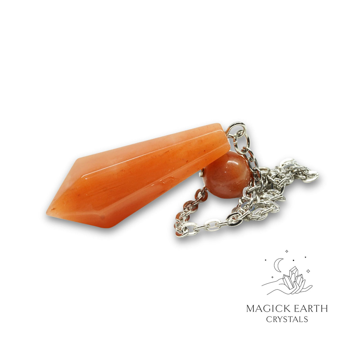 Red Aventurine Crystal Bullet Pendulum Horizontal View for Bold Opportunity