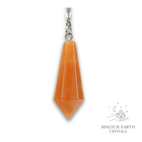 Red Aventurine Crystal Bullet Pendulum Vertical View for Bold Opportunity