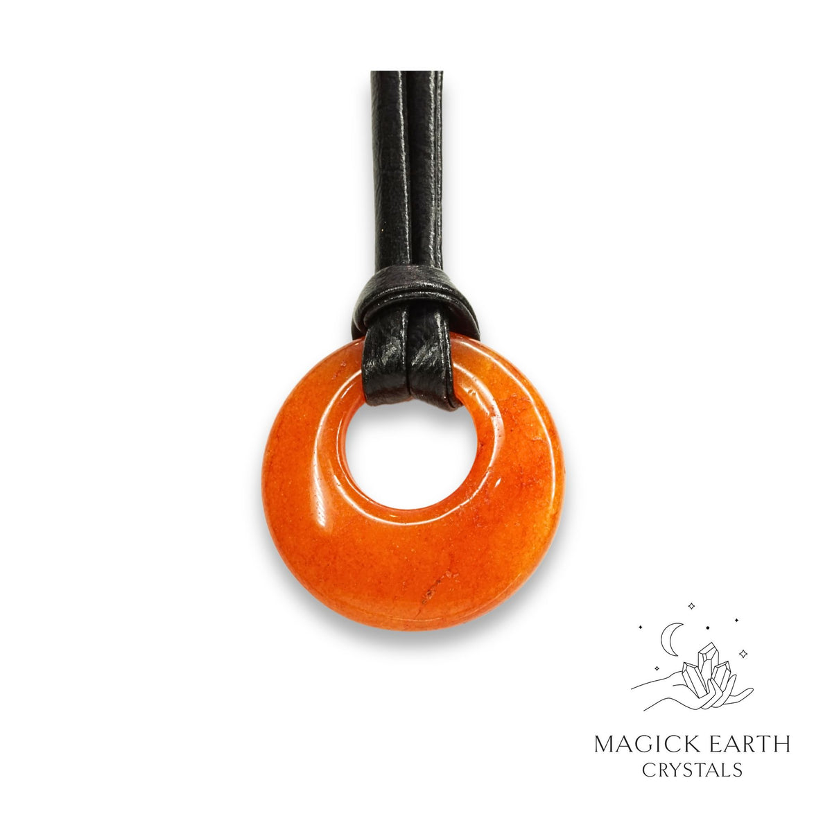 Natural Red Aventurine crystal offset donut pendant