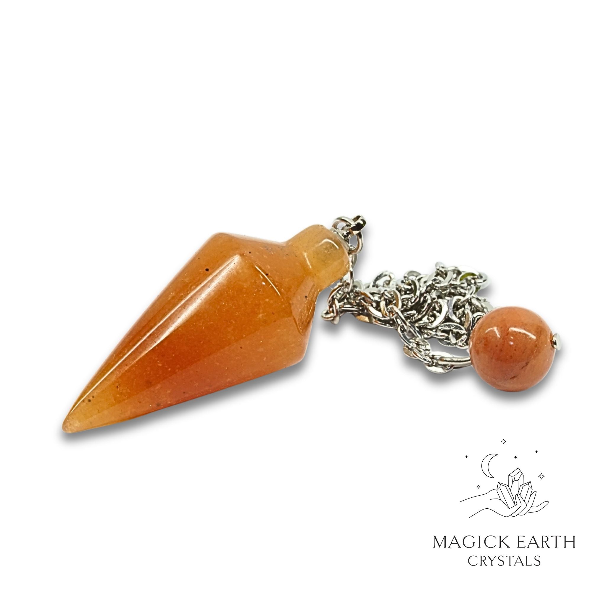 Natural Red Aventurine spire crystal pendulum view a