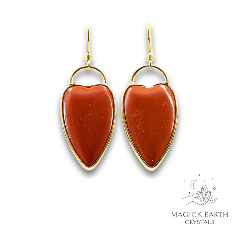 Red Jasper Charmed Heart Earrings for Grounded Power