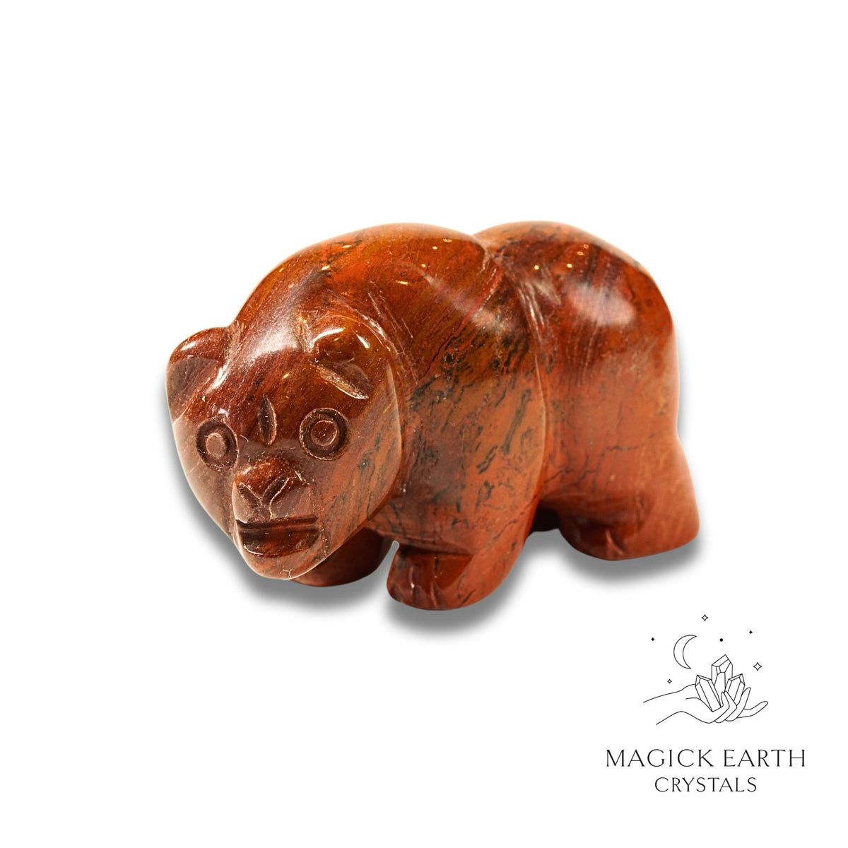 Natural Red Jasper crystal bear figurine view a
