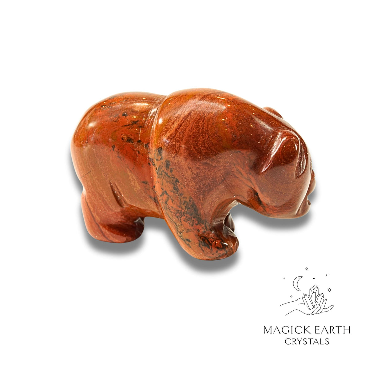 Natural Red Jasper crystal bear figurine view b