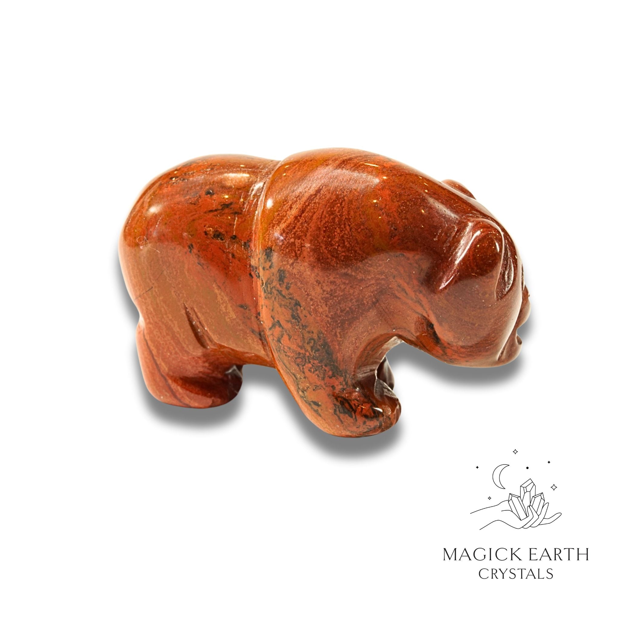 Natural Red Jasper crystal bear figurine view b