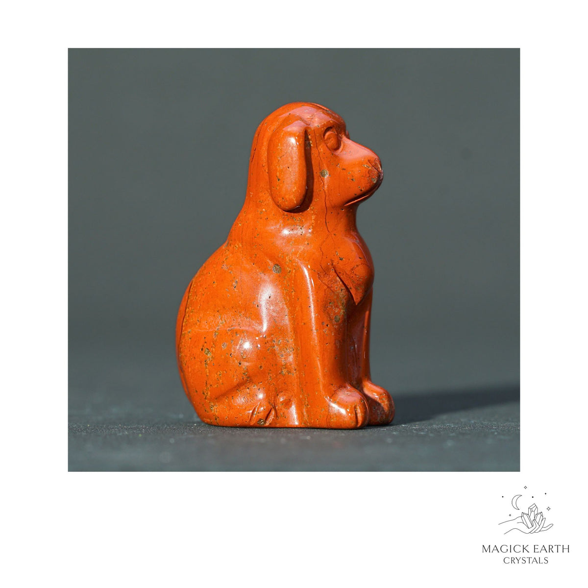 Natural Red Jasper crystal dog figurine 40mm view a