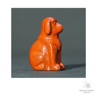 Natural Red Jasper crystal dog figurine 40mm view a