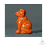 Natural Red Jasper crystal dog figurine 40mm view b