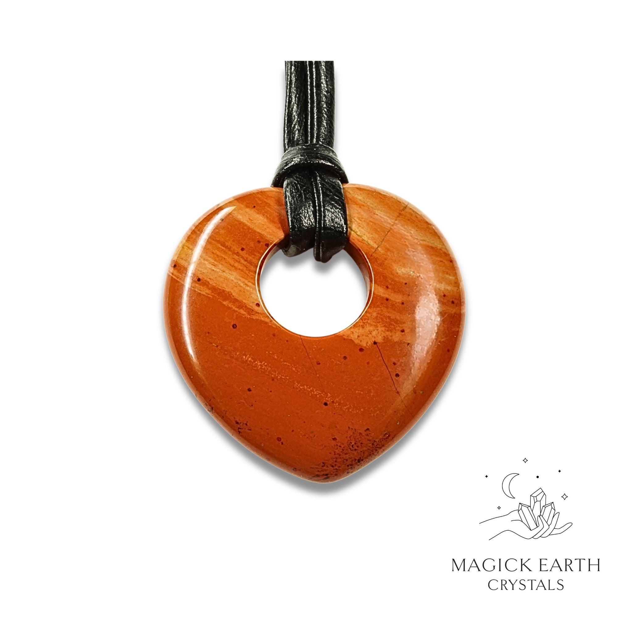 Natural Red Jasper crystal donut heart pendant
