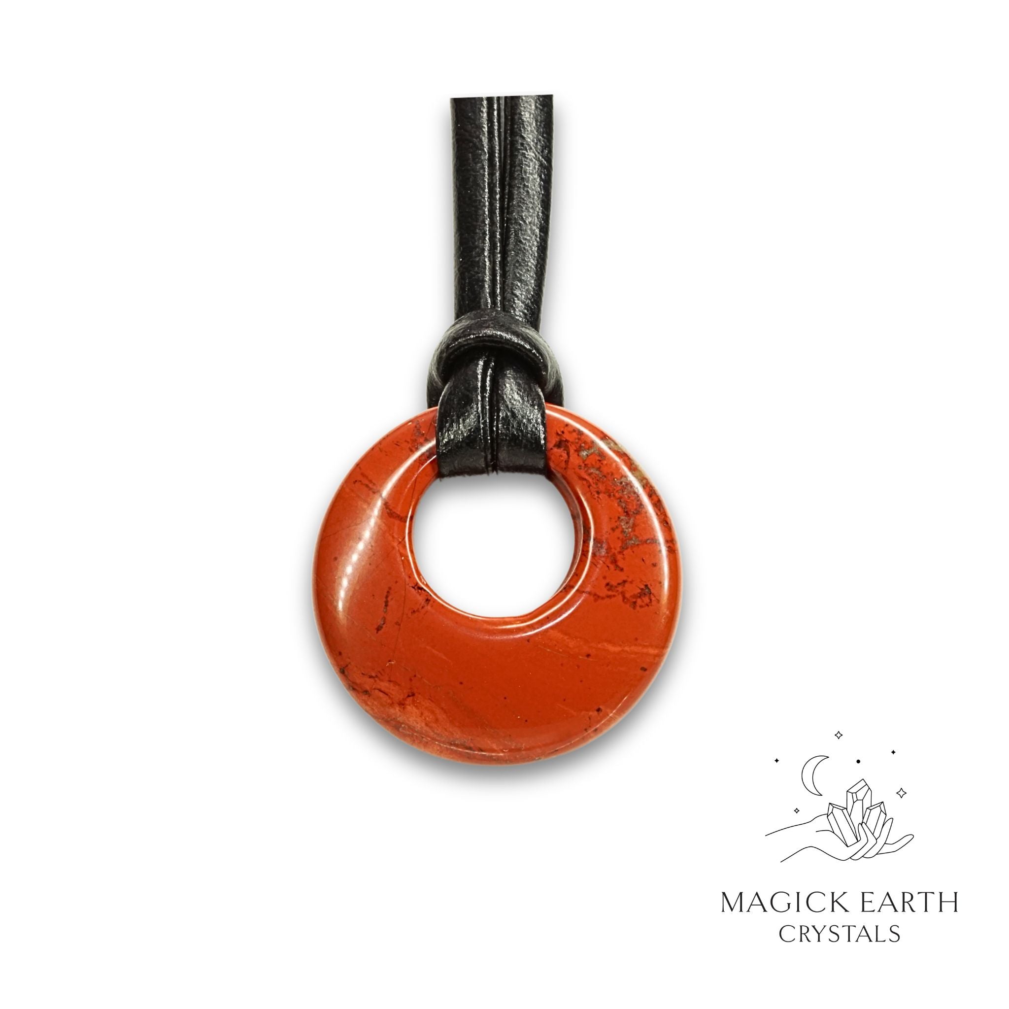 Natural Red Jasper crystal offset donut pendant