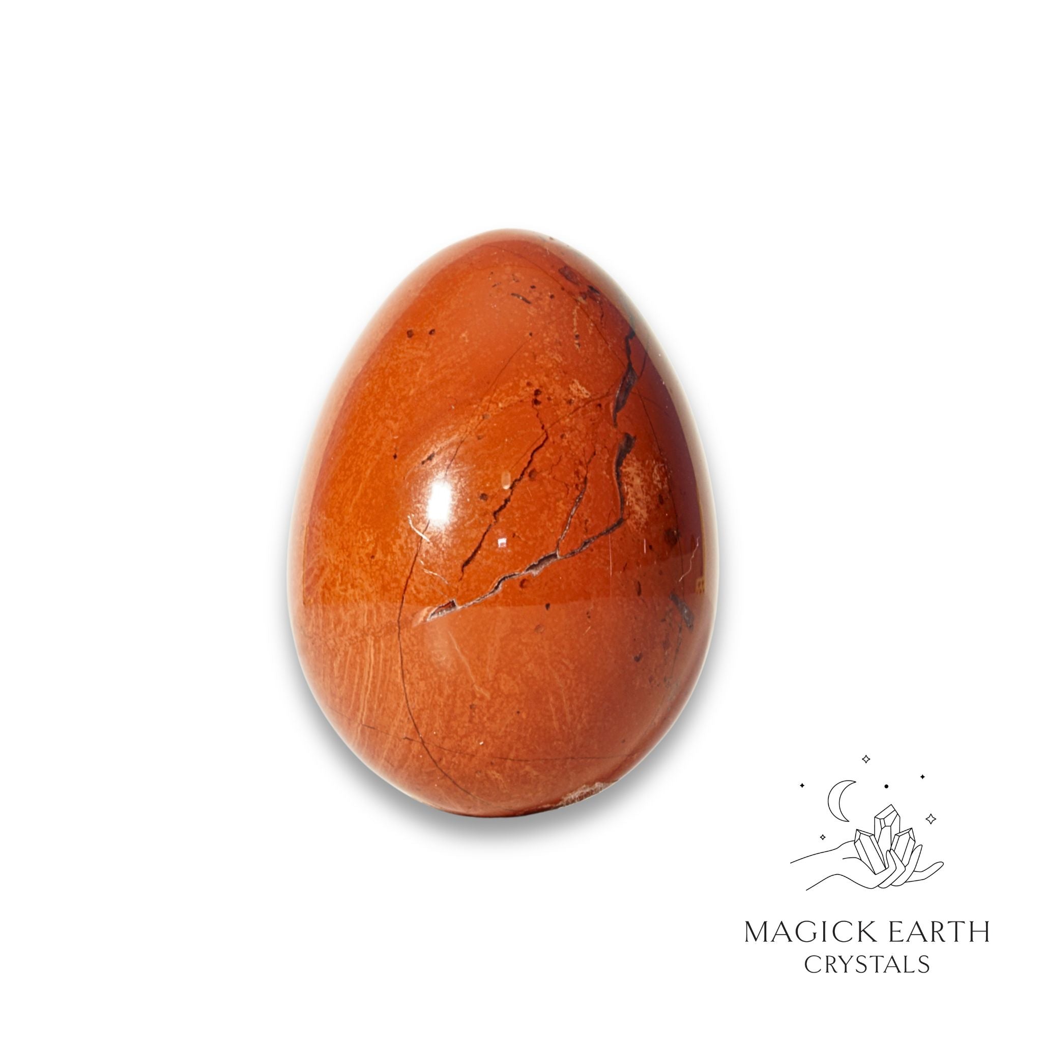 Natural Red Jasper crystal egg view e