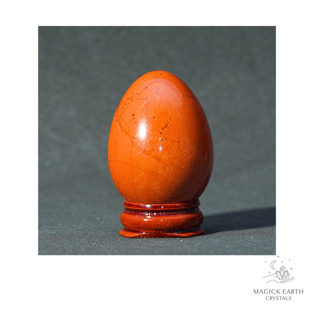 Natural Red Jasper crystal egg view f