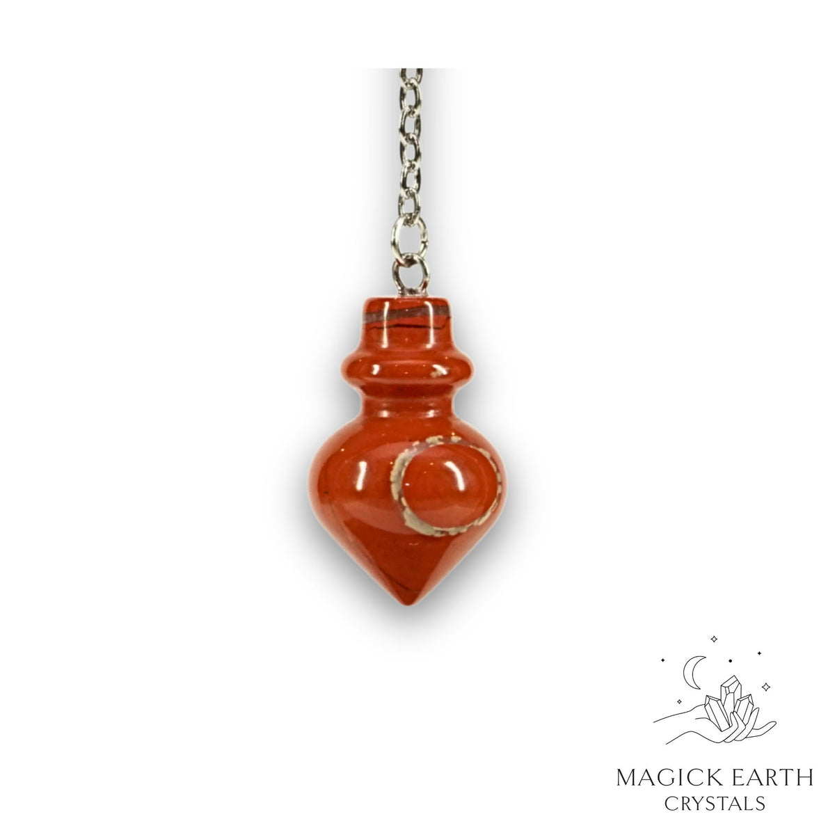 Natural Red Jasper crystal flask pendulum view b
