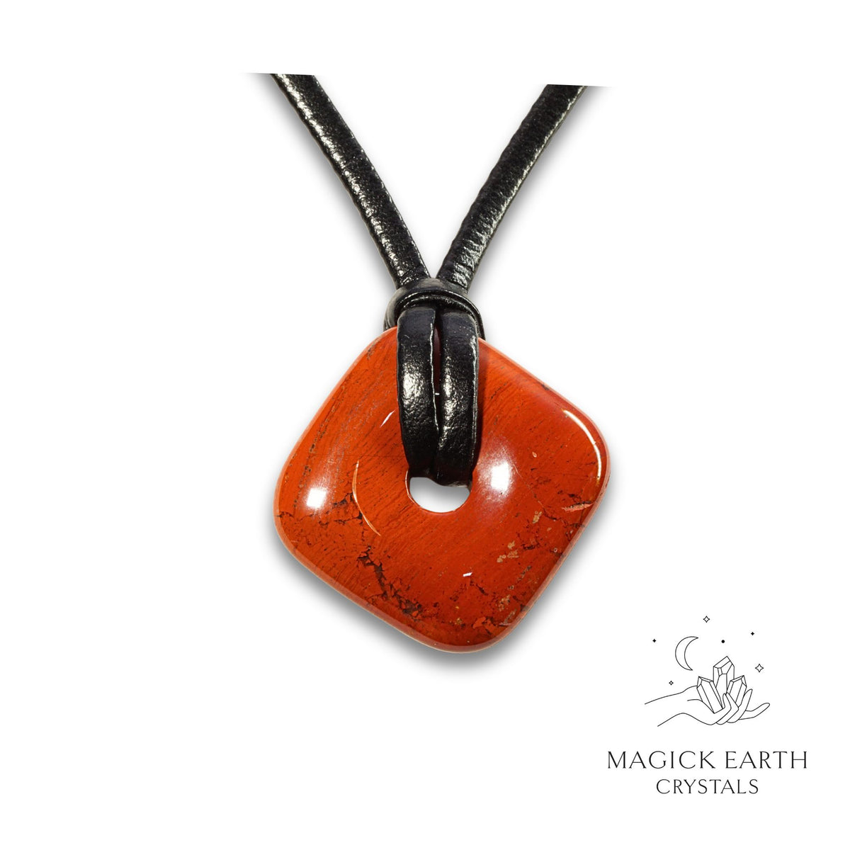 Natural Red Jasper diamond shaped donut pendant