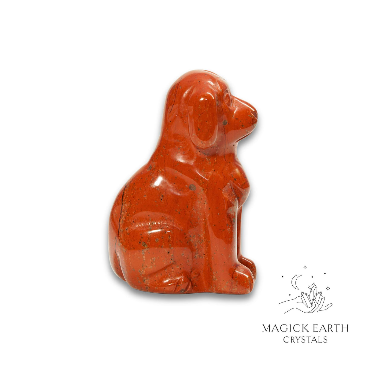 Natural Red Jasper crystal dog figurine view a