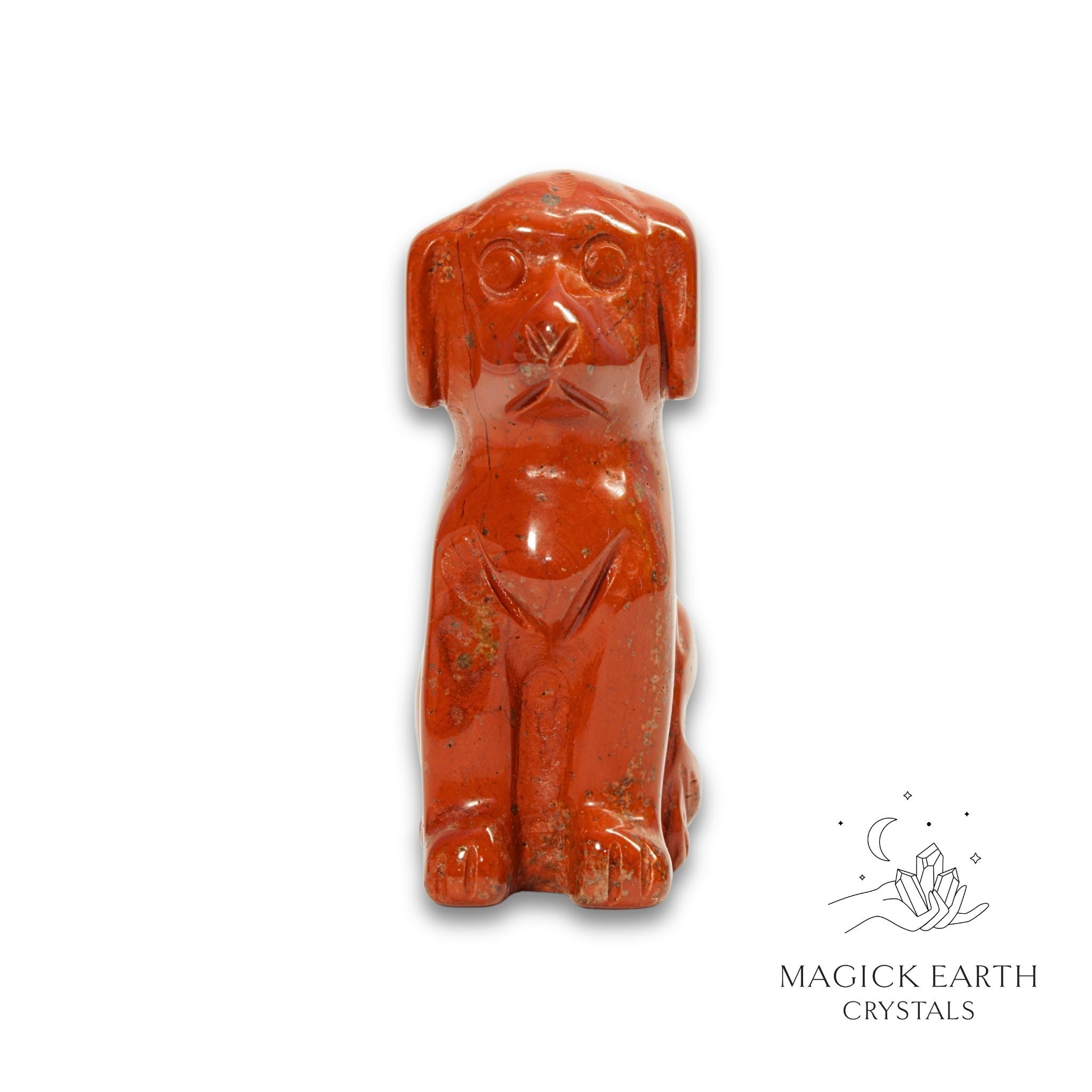 Natural Red Jasper crystal dog figurine view c