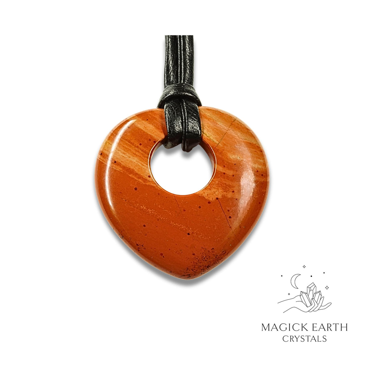 Red Jasper Donut Heart Pendant For Grounded Power