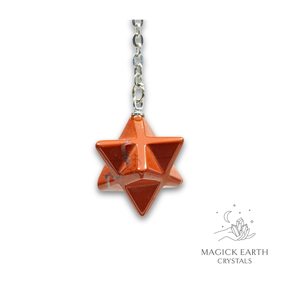 Natural Red Jasper merkaba crystal pendulum view b