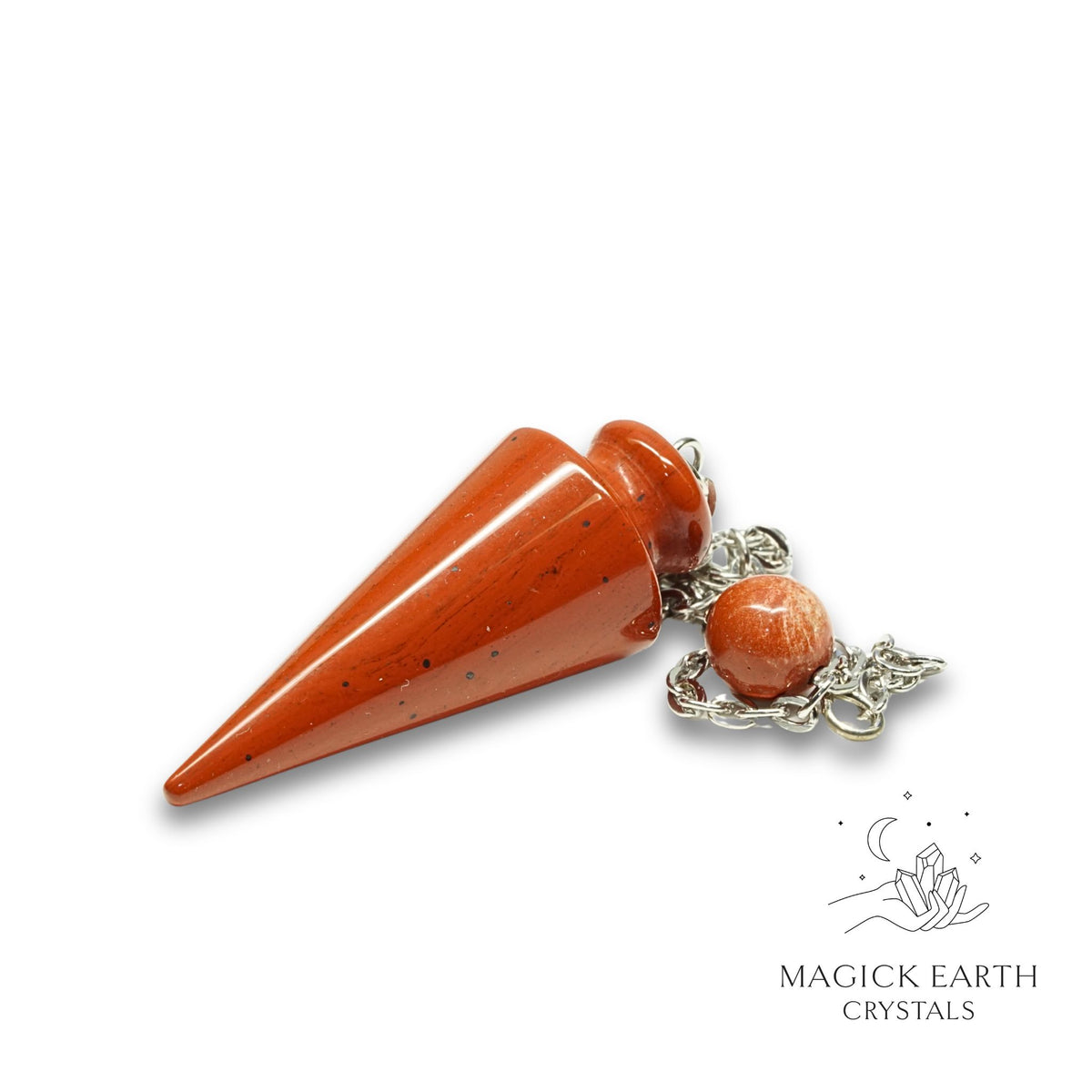 Natural Red Jasper spike crystal pendulum view a