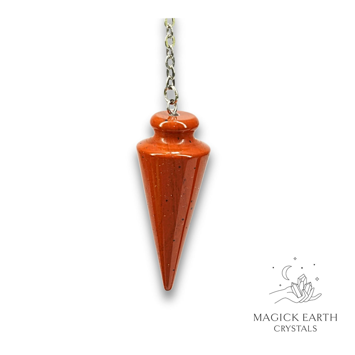 Natural Red Jasper spike crystal pendulum view b
