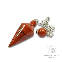 Natural Red Jasper spire crystal pendulum view a