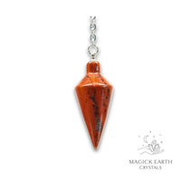 Natural Red Jasper spire crystal pendulum view b