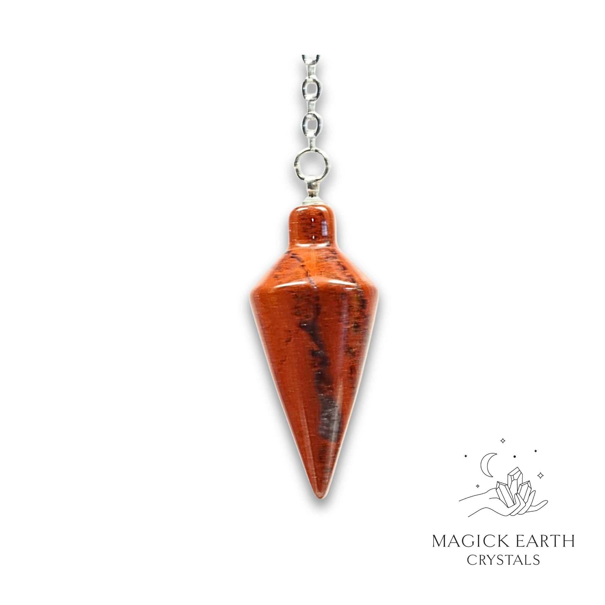 Natural Red Jasper spire crystal pendulum view b