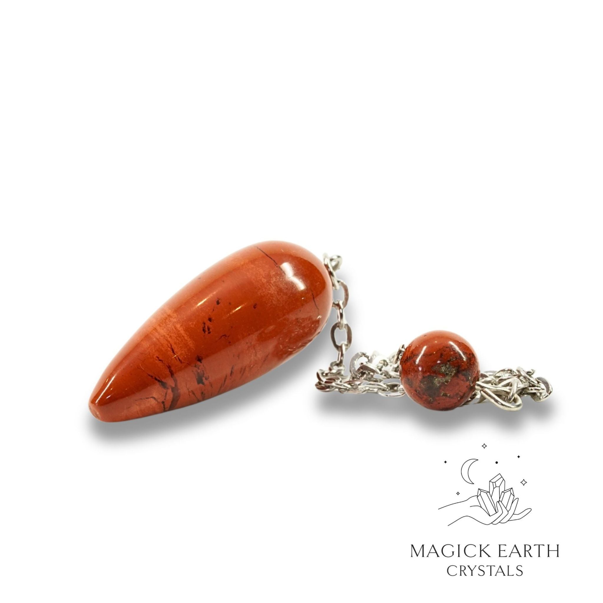 Natural Red Jasper teardrop crystal pendulum view a